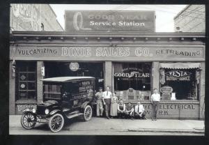 REAL PHOTO DIXIE SALES COMPANY GOODYEAR STORE OLD CARS TIRE SHOP PSOTCARD COPY