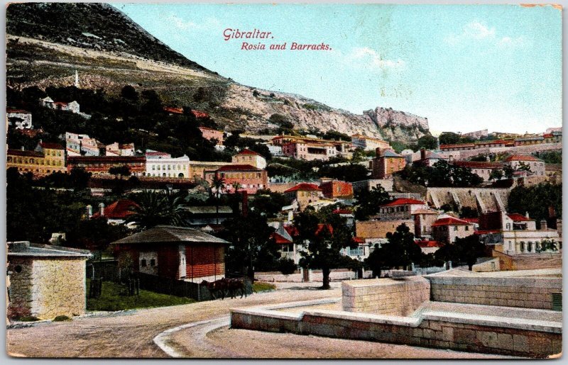 Gibraltar Rosia And Barracks Street View Residential Houses Buildings Postcard