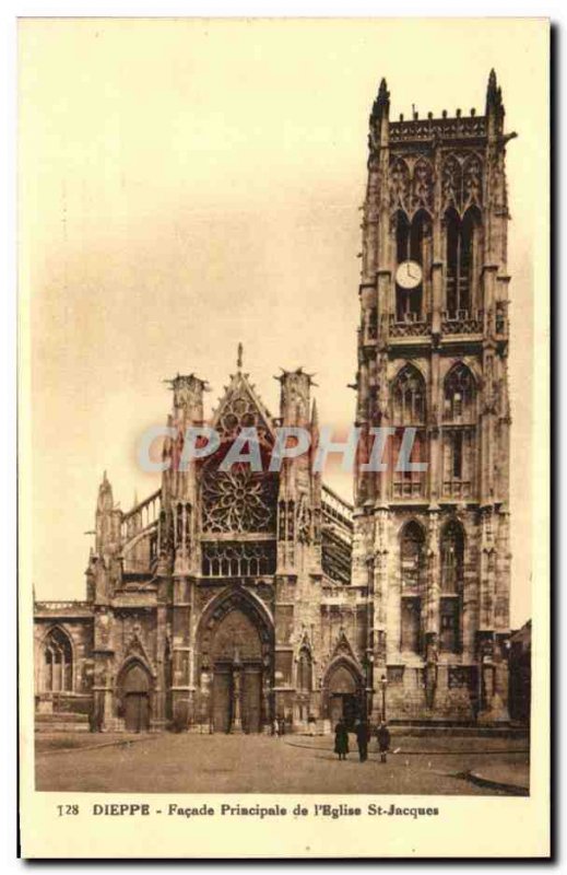 Old Postcard Dieppe Main Facade of St Jacques & # 39Eglise