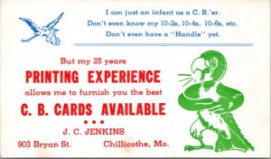 Postcard MO Chillicothe - Advert - Printer - J.C. Jenkins - C. B. Cards