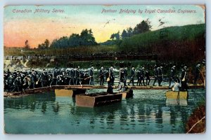 1913 Canada Postcard Canadian Military Series Pontoon Bridging Royal Engineers