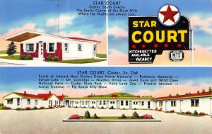 Custer, South Dakota STAR COURT Roadside Motel c1950s Vintage Postcard