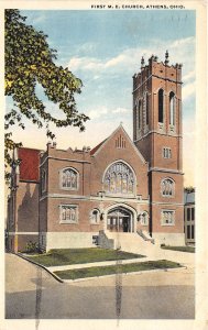 Athens Ohio 1918 Postcard First M.E. Church