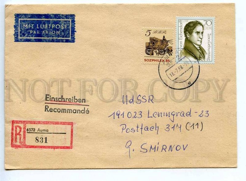 272956 DDR East Germany USSR 1988 registered real post COVER