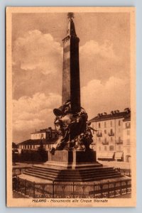 Monument To the Five Days MILAN Italy Vintage Postcard A226