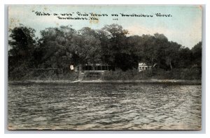 Bide-A-Wee Clubhouse Kankakee River Kankakee Illinois IL 1910 DB Postcard P24