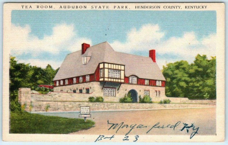 MORGANFIELD, Kentucky KY ~ TEA ROOM Audubon State Park~Henderson County Postcard