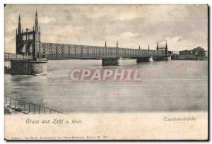 Old Postcard Gruss aus Xehl a Rhein Eisenbahnbrücke