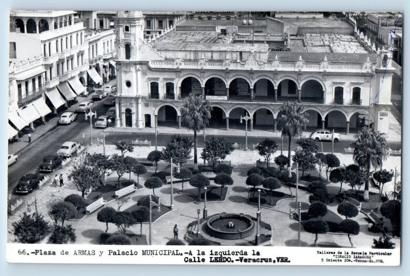Veracruz Mexico Postcard Plaza de Armas Municipal Palace c1940's RPPC Photo