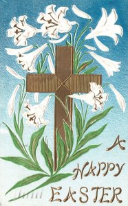 Vintage Postcard 1909 Happy Easter Course Effects White Petaled Flower Greetings