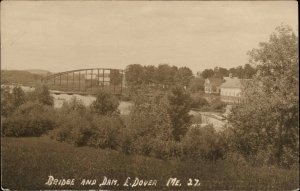 East Dover ME Maine Bridge & Dam c1910 Real Photo Postcard