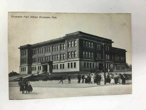 c. 1909 Escanaba High School Michigan Postcard People Made in Germany