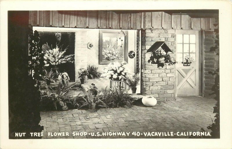 RPPC Postcard Nut Tree Flower Shop US Hwy 40 (now 80) Vacaville CA Solano County