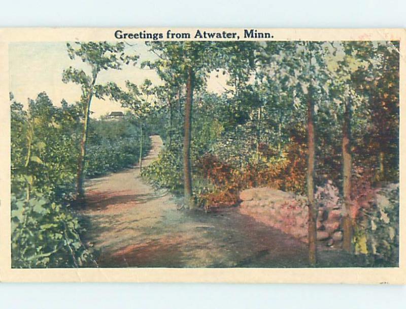 W-Border GREETINGS FROM POSTCARD Atwater Minnesota MN ho6021