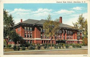 Aberdeen South Dakota~Happy Little Bushes @ Central High School~1920s Postcard