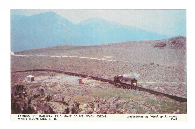 Cog Railway Summit Mt Washington White Mountains NH Vintage Postcard