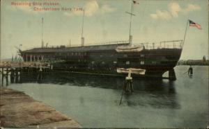 Charlestown MA Receiving Ship Wabasn or Waban c1910 Postcard