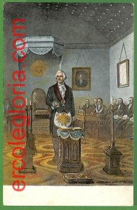 ah2202 - VINTAGE POSTCARD - MASONIC  Temple, General Washington at the Altar