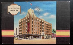 Vintage Postcard 1941 Hotel Monterey, Janesville, Wisconsin (WI)