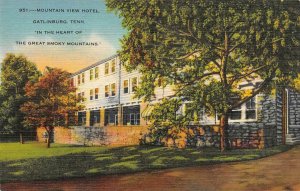GATLINBURG, TN Tennessee  MOUNTAIN VIEW HOTEL  Roadside  c1940's Linen Postcard