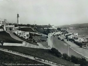 The Hoe and Smeatons Tower Plymouth Devon Vintage RP Postcard 1958