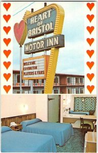 BRISTOL MOTEL Bristol, Virginia Roadside Covington Players '60s Vintage Postcard