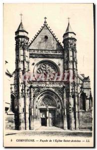 Old Postcard Compiegne Facade of the Church of Saint Anthony