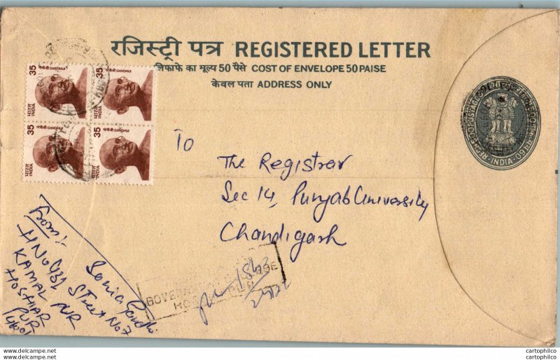 India Postal Stationery Ashoka 60 to Chandigarh Gandhi