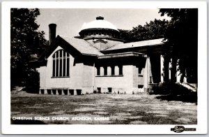 Christian Science Church Achison Kansas KS Parish Real Photo RPPC Postcard