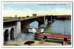 c1910 Eads Bridge Steamer Spread Eagle Trolley Car St Louis Missouri MO Postcard