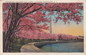 Washington DC Washington Monument And Cherry Blossoms 1929