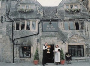 The Bridge Tea Rooms Owners in Victorian Fashion Old Tea Cake Wiltshire Postcard