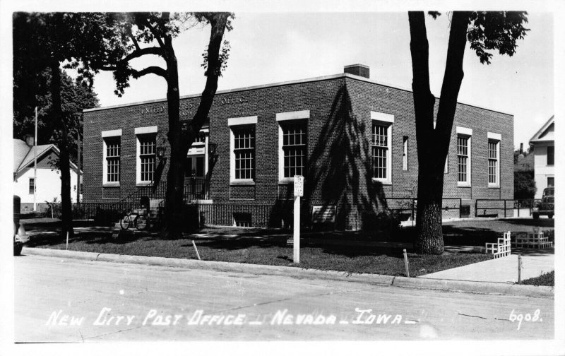 Real Photo Postcard Post Office in Nevada, Iowa~121936