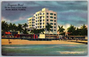 Vtg Miami Beach Florida FL Traymore Hotel 1940s View Old Line Postcard