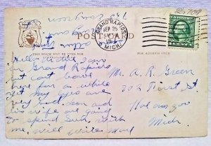 Boat Ship Chief Wawatam US Mail Railway Ferry Michigan Postcard Old Vintage