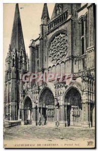 Postcard Old Cathedral of Chartres South Portal