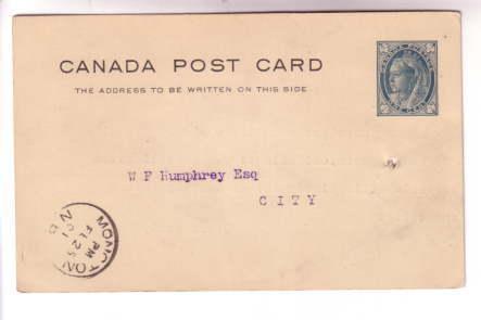 1901 CDS Cancel, Moncton, New Brunswick Victoria Postal Stationery, Looking F...