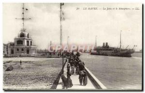 Le Havre - La Jetee and Semaphore - Old Postcard