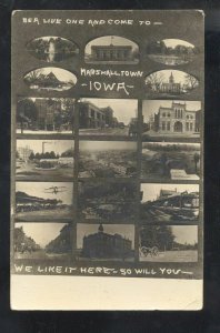 RPPC MARSHALLTOWN IOWA RAILROAD DEPOT MULTI VIEW REAL PHOTO POSTCARD