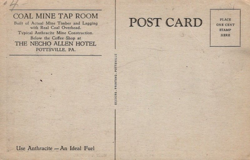 Postcard Coal Mine Tap Room Necho Allen Hotel Pottsville PA