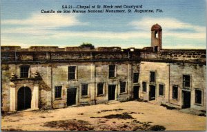 Vtg 1940s Chapel of St Mark and Courtyard St Augustine Florida FL Postcard