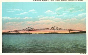 Vintage Postcard Mississippi Bridge Cairo Illinois Between Missouri & Illinois