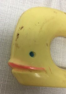 Vintage Baby Rattle Yellow Whale Sanitoy, Inc. 1977 