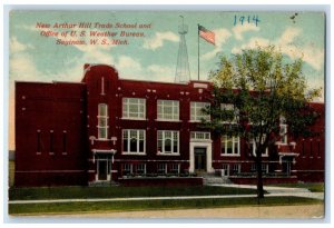 c1910 New Arthur Hill Trade School Office US Weather Bureau Saginaw MI Postcard 