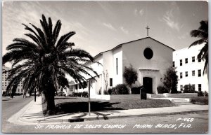 Saint Francis De Sales Church Miami Beach Florida FL Real Photo RPPC Postcard