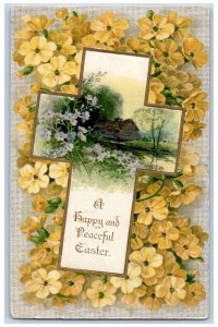 Peoria Illinois IL Postcard Easter Holy Cross Flowers Winsch Back Embossed 1910