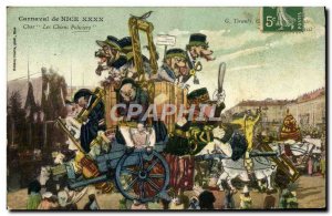 Postcard Old Police Detective Nice Carnival XXXX Char Police dogs