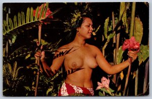 K43/ Tahiti Postcard Chrome Nude Polynesian Woman  505