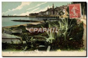 Old Postcard Menton Garavan View From Jack