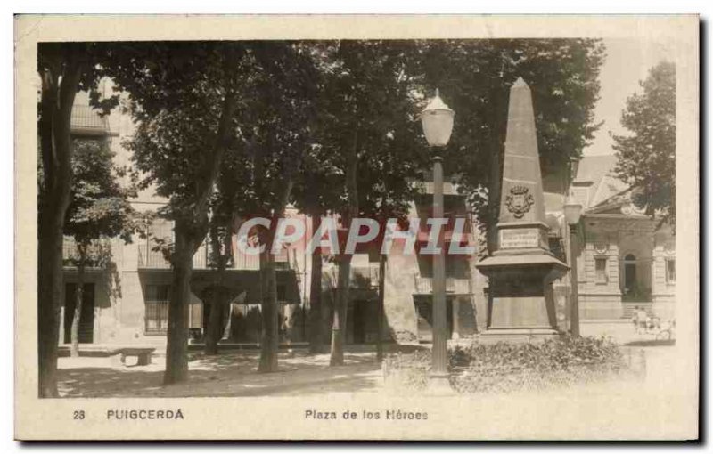 Old Postcard Puigcerda Plaza de los Heroes